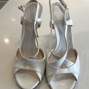 SERGIO ROSSI White Patent Strappy Heels 39.5